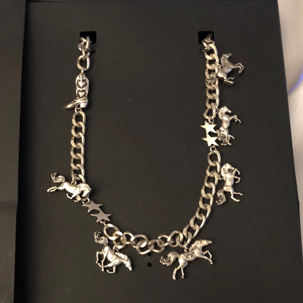 Zara x TwoJeys Silver Tone Horse Charm Necklace Star & Boot Accents OS NWT - Picture 3 of 16